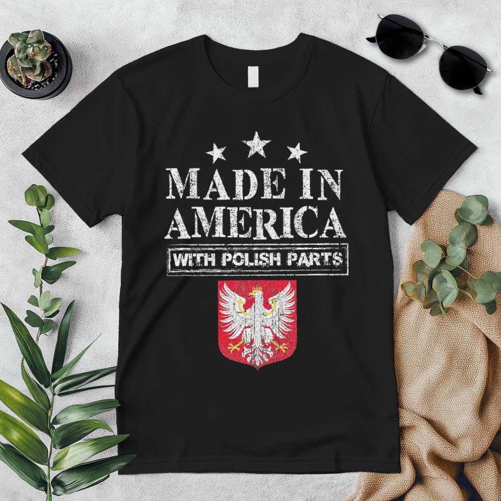 Made In America With Polish Parts Pride Poland Immigra Premium T-Shirt