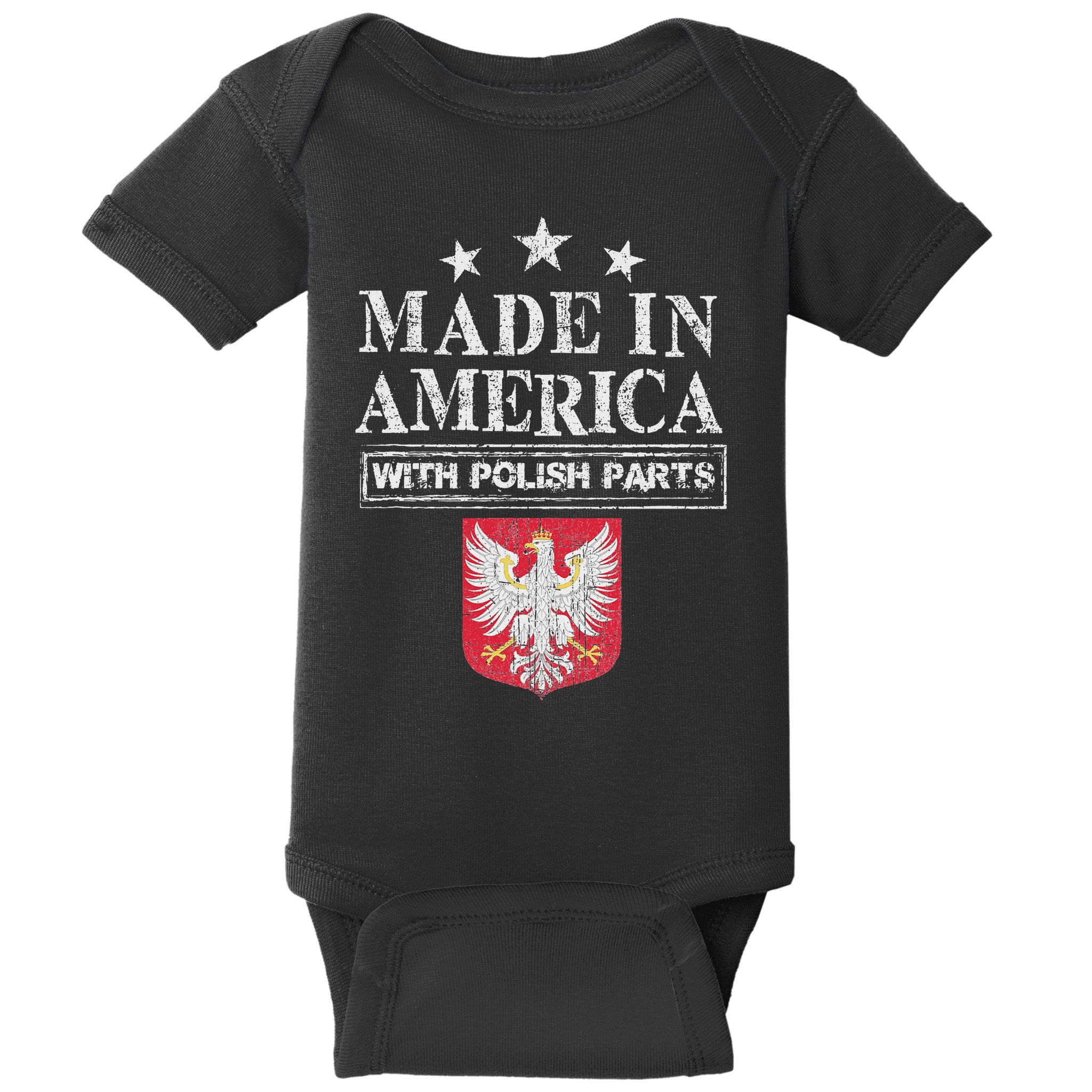 Made In America With Polish Parts Pride Poland Immigra Baby Bodysuit