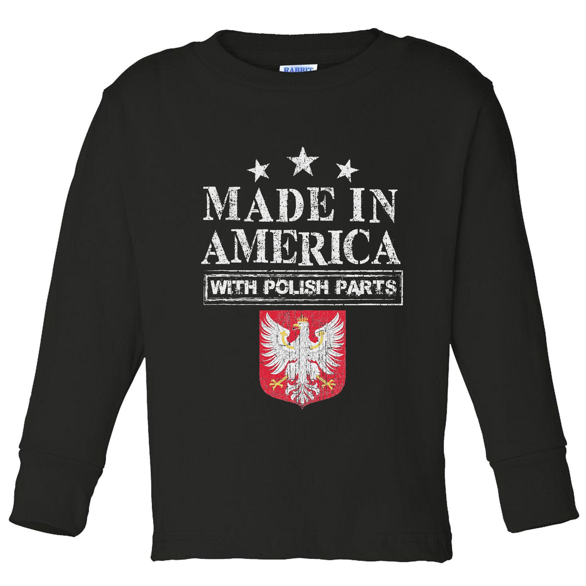 Made In America With Polish Parts Pride Poland Immigra Toddler Long Sleeve Shirt