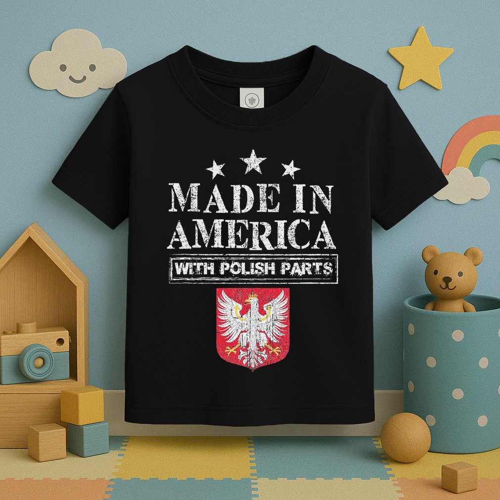 Made In America With Polish Parts Pride Poland Immigra Toddler T-Shirt