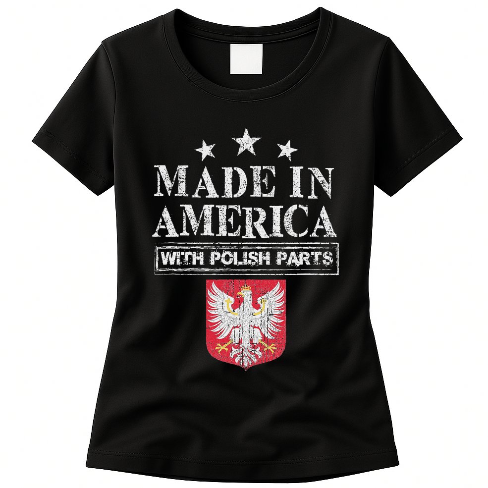 Made In America With Polish Parts Pride Poland Immigra Womens T-Shirt