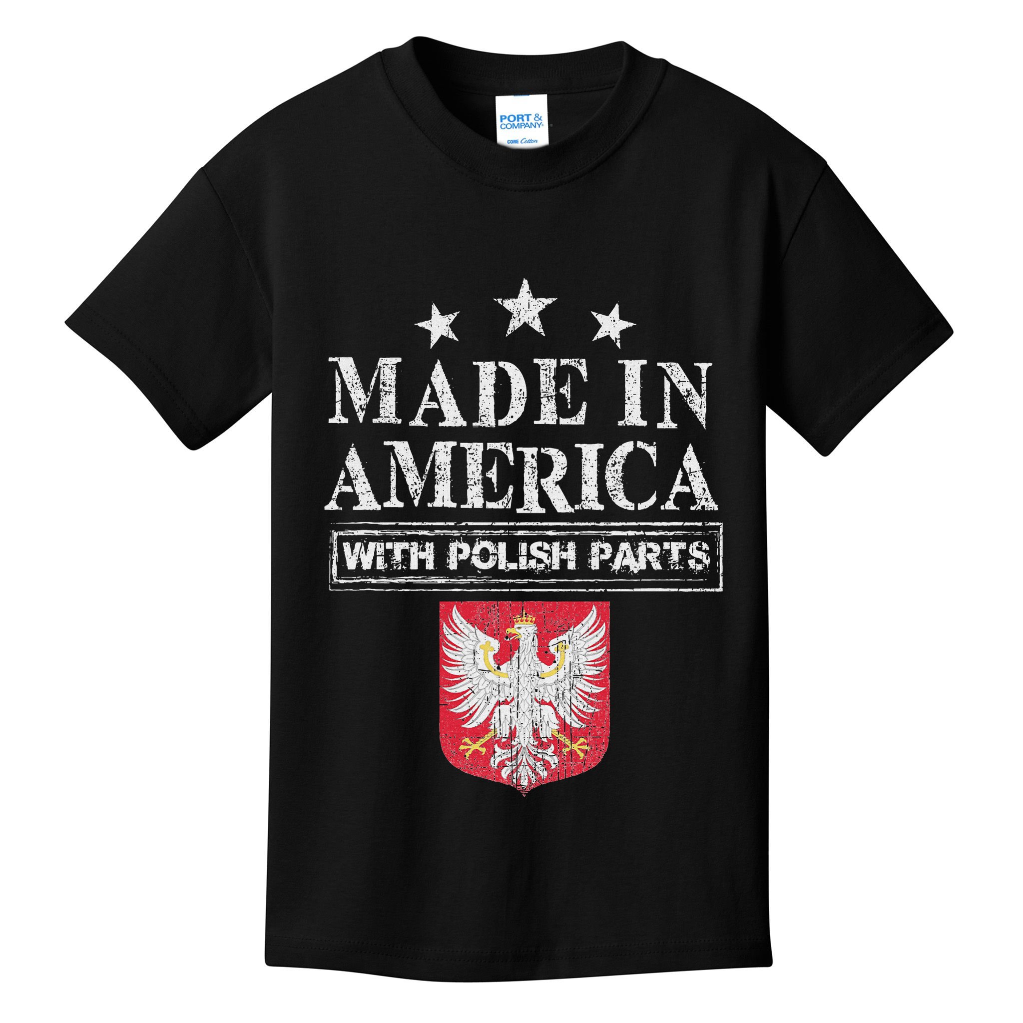 Made In America With Polish Parts Pride Poland Immigra Kids T-Shirt