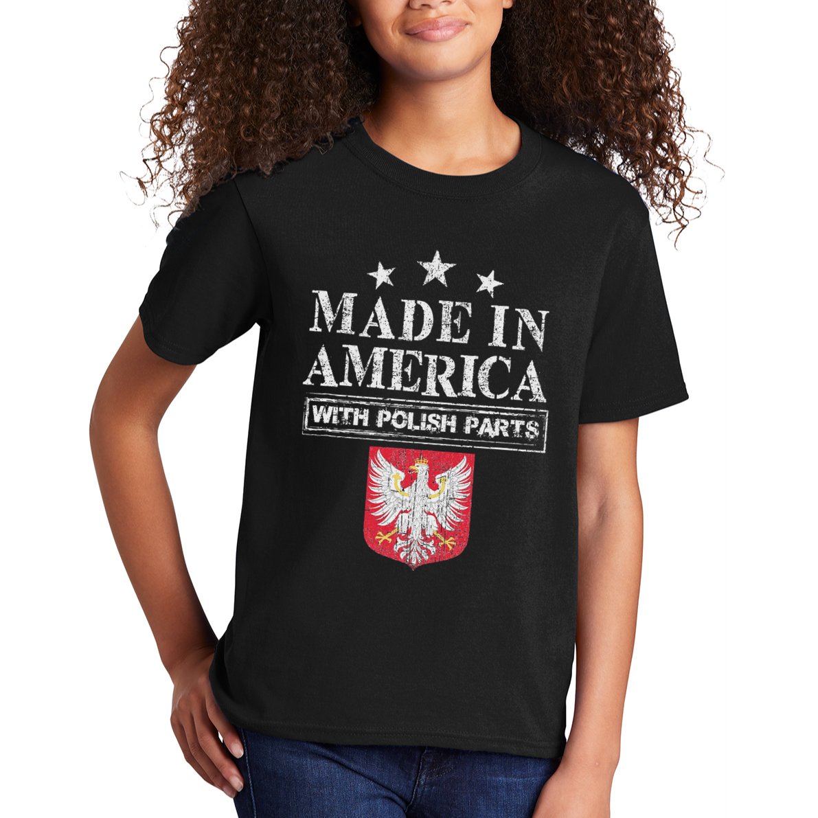 Made In America With Polish Parts Pride Poland Immigra Kids T-Shirt