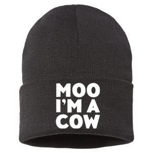 Moo Im A Cow Costume Sustainable Knit Beanie