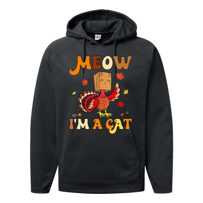 Meow I'm A Cat Retro Turkey happy Thanksgiving Performance Fleece Hoodie