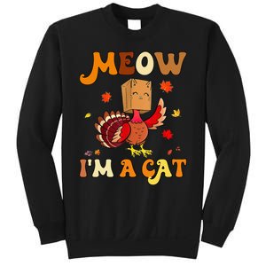 Meow I'm A Cat Retro Turkey happy Thanksgiving Sweatshirt