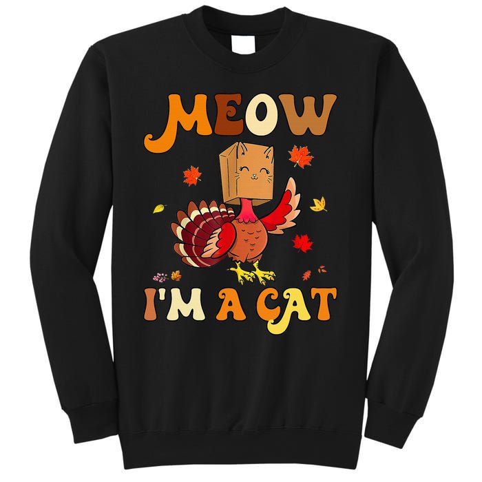 Meow I'm A Cat Retro Turkey happy Thanksgiving Sweatshirt