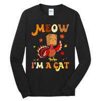 Meow I'm A Cat Retro Turkey happy Thanksgiving Tall Long Sleeve T-Shirt