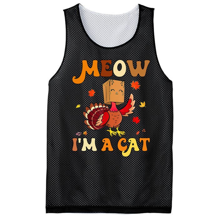 Meow I'm A Cat Retro Turkey happy Thanksgiving Mesh Reversible Basketball Jersey Tank