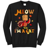 Meow I'm A Cat Retro Turkey happy Thanksgiving Tall Sweatshirt