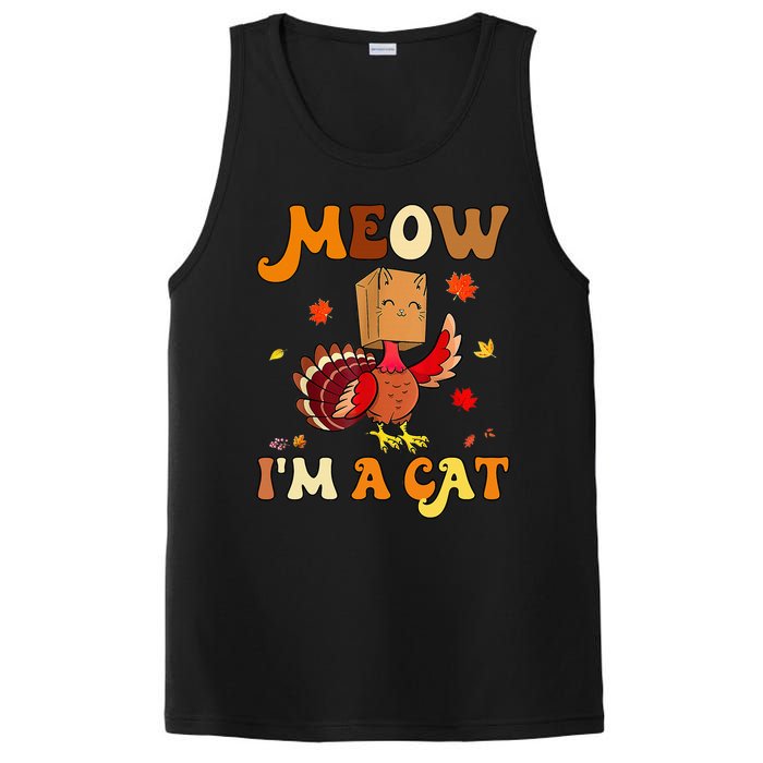 Meow I'm A Cat Retro Turkey happy Thanksgiving PosiCharge Competitor Tank