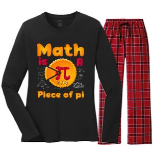 Math is a Piece of Pie happy pi day mathematic math teacher Women's Long Sleeve Flannel Pajama Set 