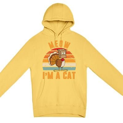 Meow I'm A Cat Retro Sunset Funny Turkey Premium Pullover Hoodie