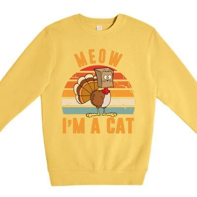 Meow I'm A Cat Retro Sunset Funny Turkey Premium Crewneck Sweatshirt