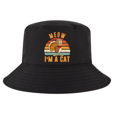 Meow I'm A Cat Retro Sunset Funny Turkey Cool Comfort Performance Bucket Hat