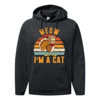 Meow I'm A Cat Retro Sunset Funny Turkey Performance Fleece Hoodie