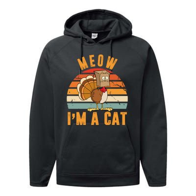 Meow I'm A Cat Retro Sunset Funny Turkey Performance Fleece Hoodie