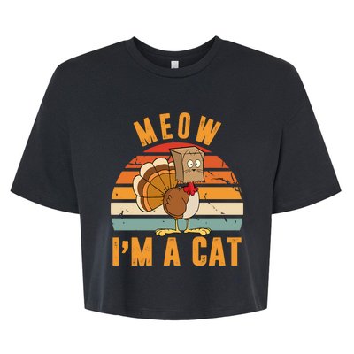 Meow I'm A Cat Retro Sunset Funny Turkey Bella+Canvas Jersey Crop Tee