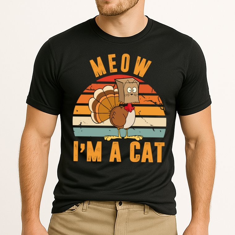 Meow I'm A Cat Retro Sunset Funny Turkey Cooling Performance Crew T-Shirt