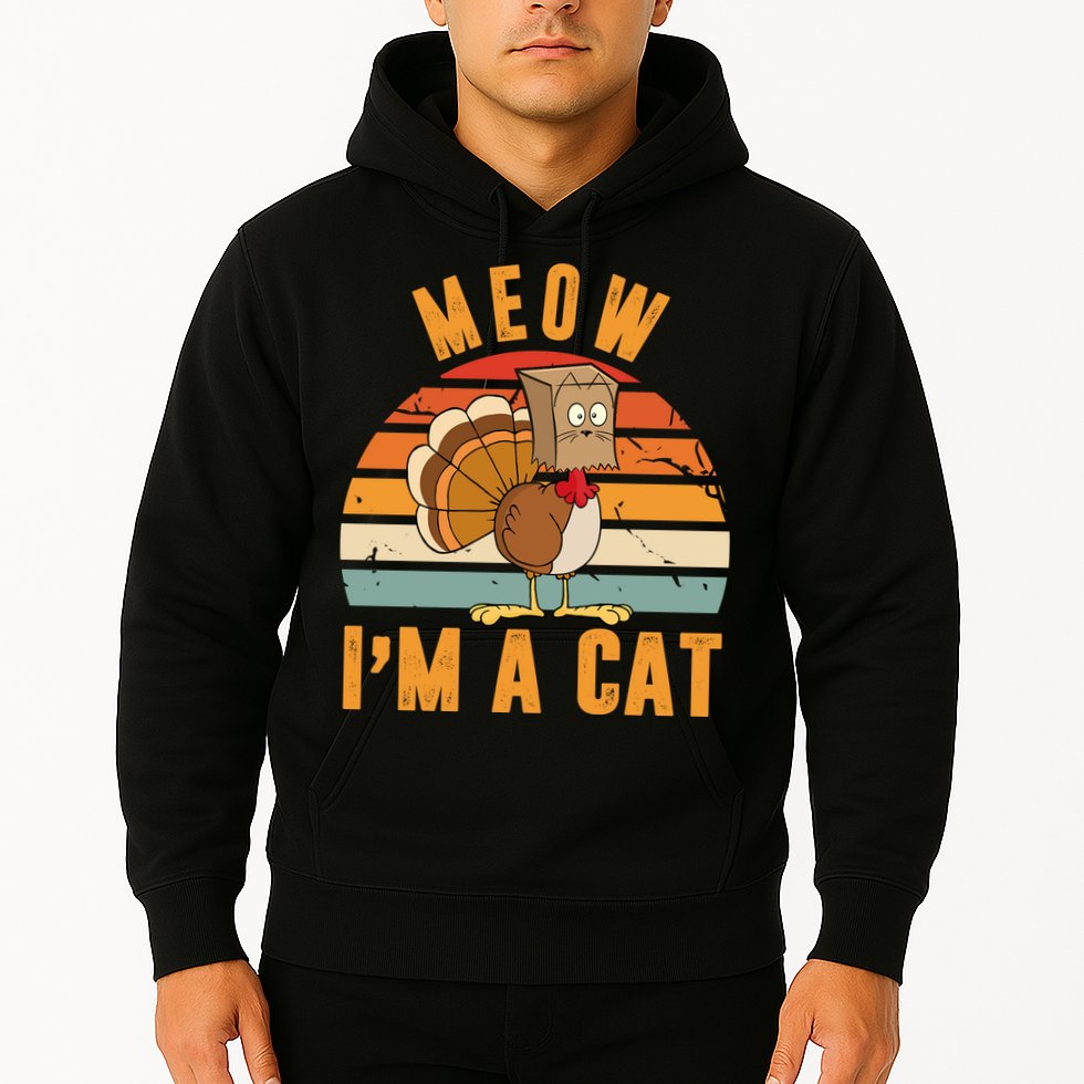 Meow I'm A Cat Retro Sunset Funny Turkey Hoodie