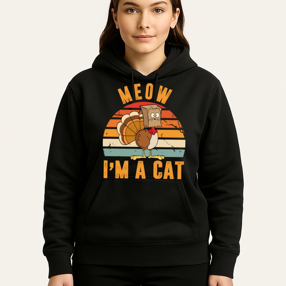 Meow I'm A Cat Retro Sunset Funny Turkey Hoodie