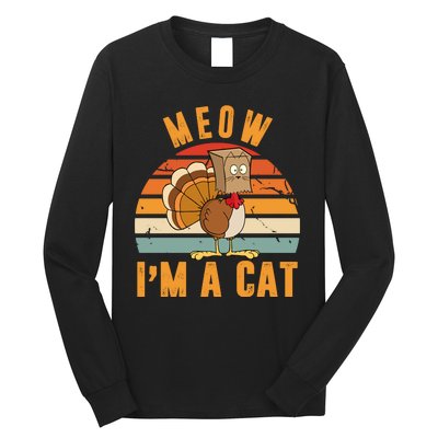 Meow I'm A Cat Retro Sunset Funny Turkey Long Sleeve Shirt