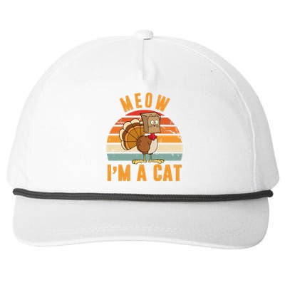 Meow I'm A Cat Retro Sunset Funny Turkey Snapback Five-Panel Rope Hat