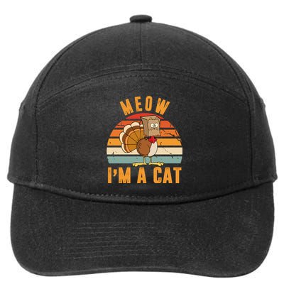 Meow I'm A Cat Retro Sunset Funny Turkey 7-Panel Snapback Hat