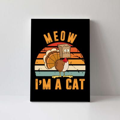 Meow I'm A Cat Retro Sunset Funny Turkey Canvas