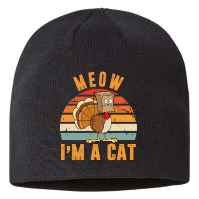 Meow I'm A Cat Retro Sunset Funny Turkey Sustainable Beanie