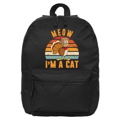 Meow I'm A Cat Retro Sunset Funny Turkey 16 in Basic Backpack