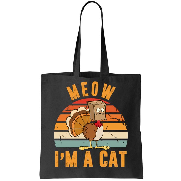 Meow I'm A Cat Retro Sunset Funny Turkey Tote Bag