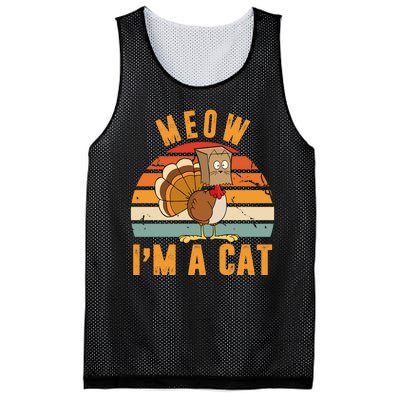 Meow I'm A Cat Retro Sunset Funny Turkey Mesh Reversible Basketball Jersey Tank