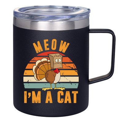 Meow I'm A Cat Retro Sunset Funny Turkey 12oz Stainless Steel Coffee Mug