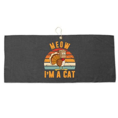 Meow I'm A Cat Retro Sunset Funny Turkey Large Microfiber Waffle Golf Towel