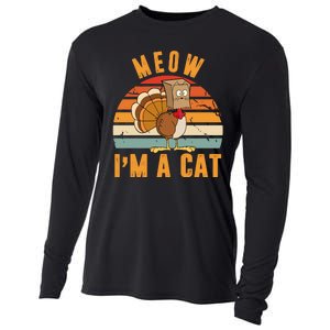 Meow I'm A Cat Retro Sunset Funny Turkey Cooling Performance Long Sleeve Crew