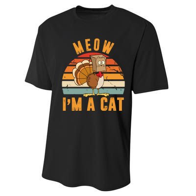 Meow I'm A Cat Retro Sunset Funny Turkey Performance Sprint T-Shirt