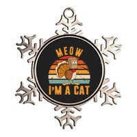 Meow I'm A Cat Retro Sunset Funny Turkey Metallic Star Ornament