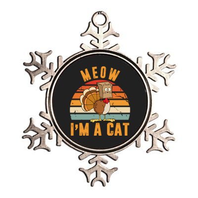 Meow I'm A Cat Retro Sunset Funny Turkey Metallic Star Ornament