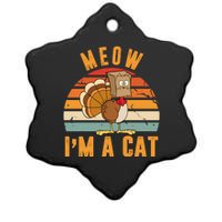 Meow I'm A Cat Retro Sunset Funny Turkey Ceramic Star Ornament