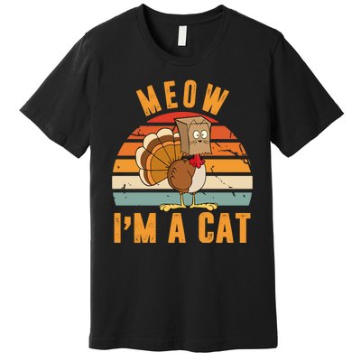 Meow I'm A Cat Retro Sunset Funny Turkey Premium T-Shirt