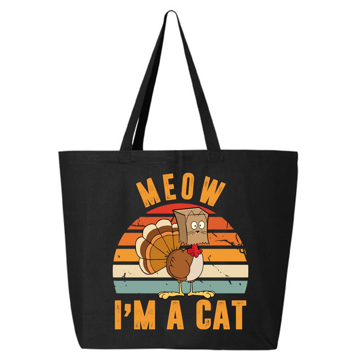 Meow I'm A Cat Retro Sunset Funny Turkey 25L Jumbo Tote