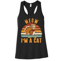 Meow I'm A Cat Retro Sunset Funny Turkey Women's Racerback Tank