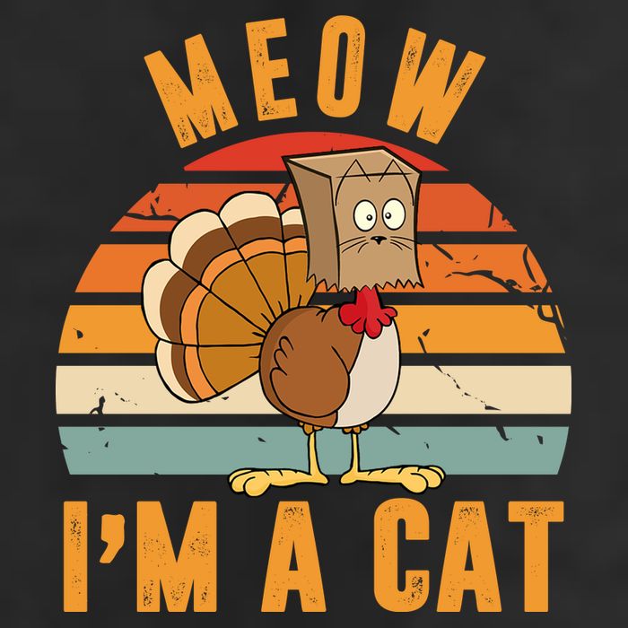 Meow I'm A Cat Retro Sunset Funny Turkey Hat
