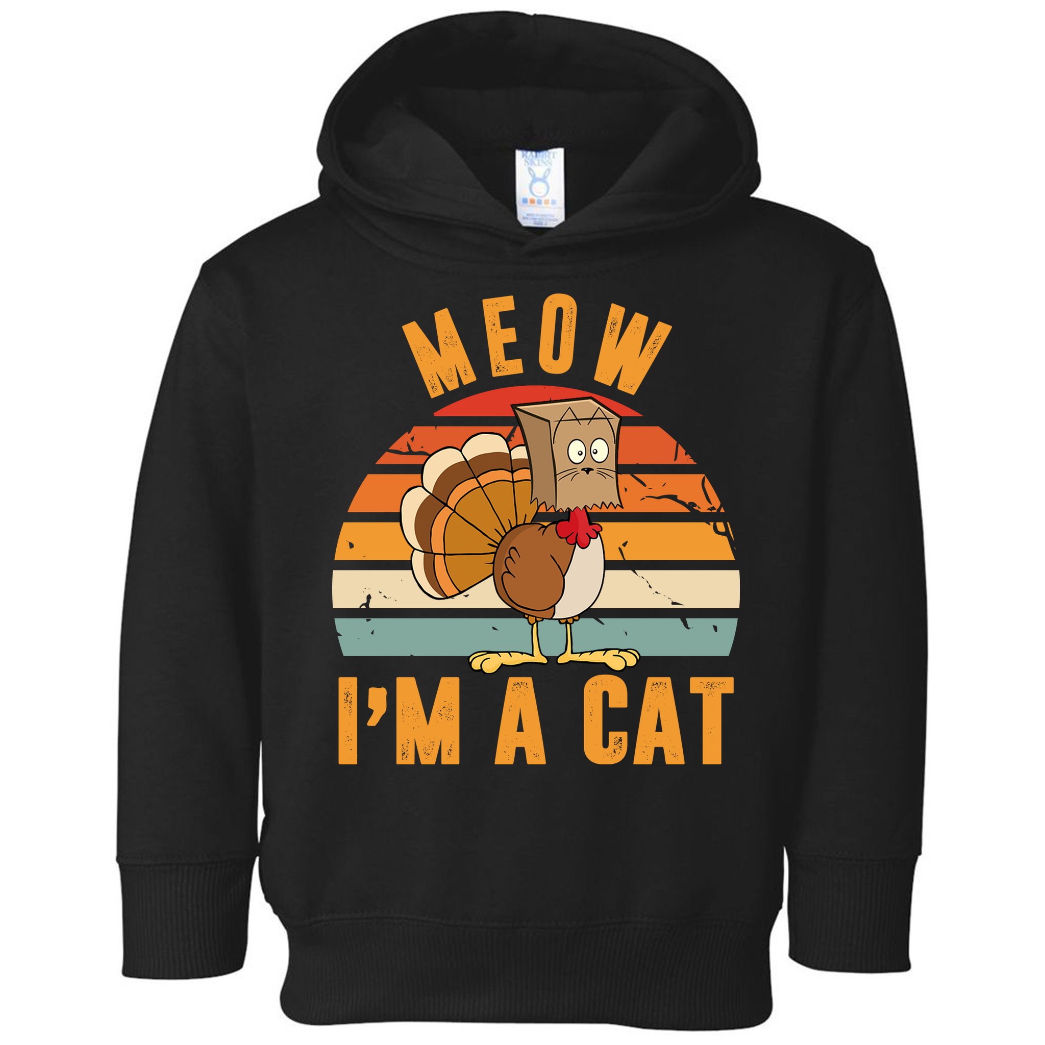 Meow I'm A Cat Retro Sunset Funny Turkey Toddler Hoodie