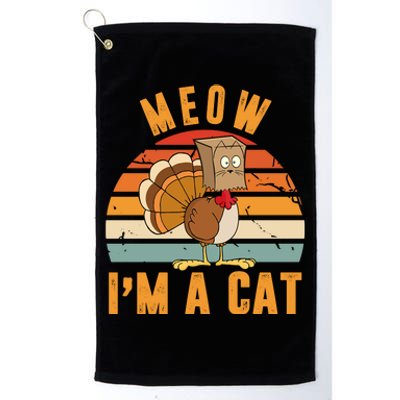 Meow I'm A Cat Retro Sunset Funny Turkey Platinum Collection Golf Towel