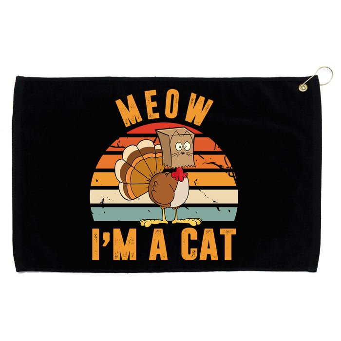 Meow I'm A Cat Retro Sunset Funny Turkey Grommeted Golf Towel