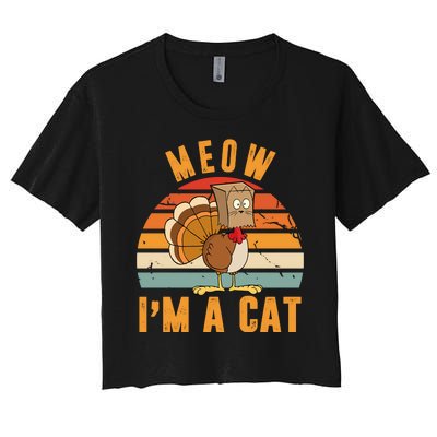 Meow I'm A Cat Retro Sunset Funny Turkey Women's Crop Top Tee