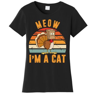 Meow I'm A Cat Retro Sunset Funny Turkey Women's T-Shirt