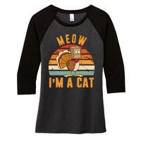 Meow I'm A Cat Retro Sunset Funny Turkey Women's Tri-Blend 3/4-Sleeve Raglan Shirt